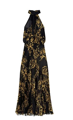 VERSACE JEANS COUTURE Damen Barock Print Schwarz Plissee Lang Kleid (44),...