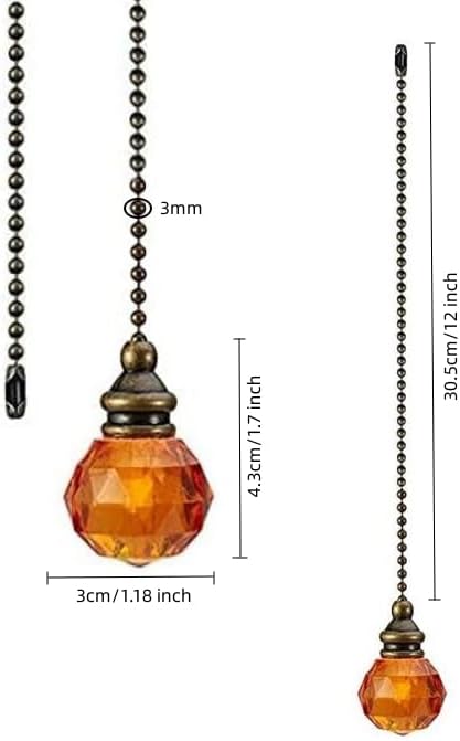 2Pcs Ceiling Fan Pull Chains Pendant Pull Chain Extension Ceiling Fan Chain Extender for Ceiling Light Lamp Fan Chain (Brown)