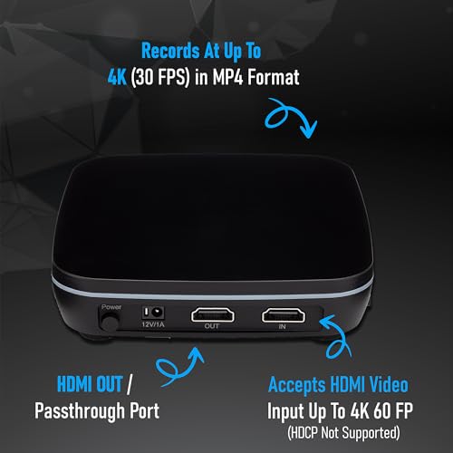 Image of ClearClick 4K HD Video Capture Box 2.0 (Second Generation) - Record Audio and Video from 4K HDMI Sources [Content-Protected Sources Not Supported] - Saves onto USB Flash Drive or MicroSD Card