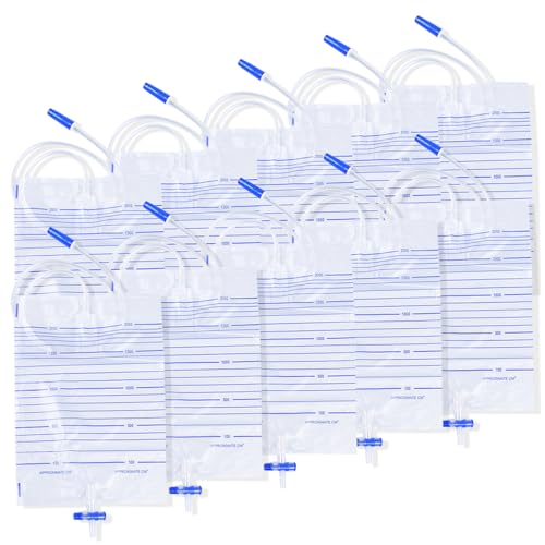 10 Stück 2000ml Urinbeutel katheterbeutel,Urindrainagebeutel, Drainagebeutel,Beinbeutel Urindrainagebeutel, Urinbeutel bei Inkontinenz,Urinbeutel mit Ventil und T-Ablass