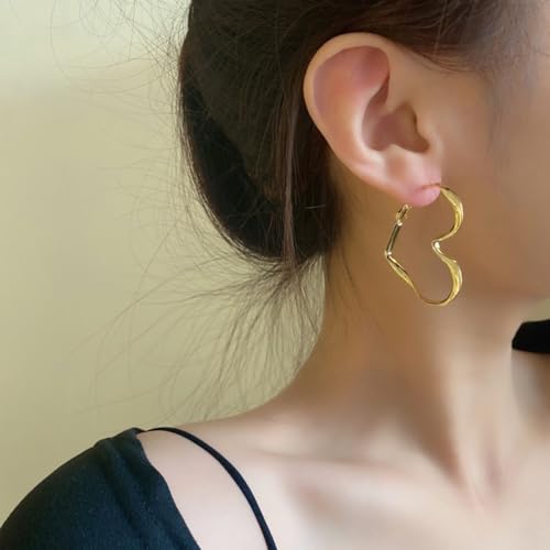 JUANKIKI Dangle Hoop Earrings for women,14K Gold Plated Huggic Heart Earring,Hypoallergenic,Gifts suitable for daily wear and Valentine's Day - image 4