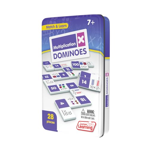 Image of Junior Learning Multiplication Dominoes Game Set, 28 Pieces, Ages 7-9, Math Skills, Grade 2-3