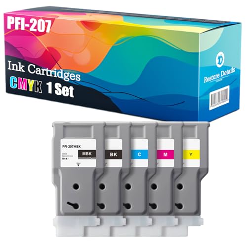 High Yield PFI-207 PFI207 Ink Cartridges Compatible for Canon IPF680 IPF685 iPF780 iPF785 Printer, Unleash High-Definition Printing, Achieving 6000 Pages(1Set)