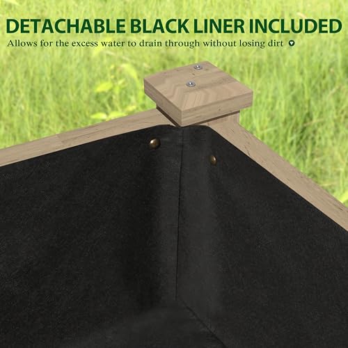 VEIKOU 47.1x22.6x29.9in Raised Garden Bed, Raised Garden Beds Outdoor with Drainage Holes, Detachable Liner, Cedar Planter Box for Gardening Vegetable Flower Herb, 220 lbs Capacity, Light Mocha Brown - Thumbnail 3
