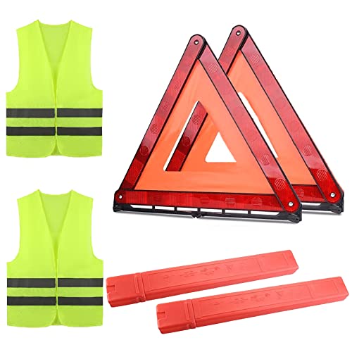 TourKing Kit de advertencia de triángulo de seguridad, 4 en 1, paquete de 4 unidades plegables para coche, kit de triángulo de advertencia de seguridad vial para viajes en carretera
