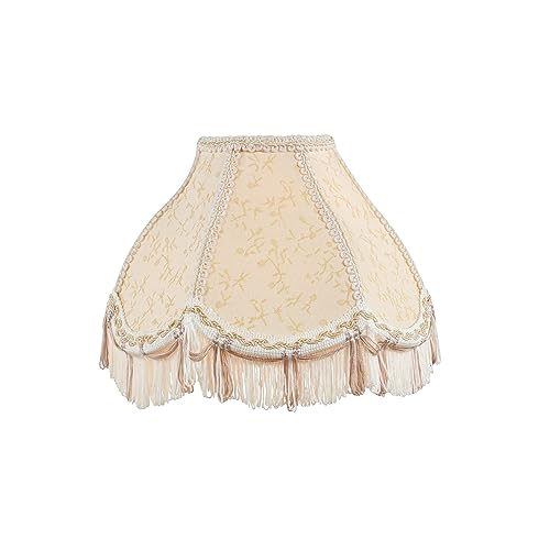 Image of Aspen Creative 55007 Handsewn Scallop Dome Transitional UNO Fringe Lamp Shade in Butter Cream, 4 inch Top x 10 inch Bottom x 7 inch Height, Slip UNO 33mm