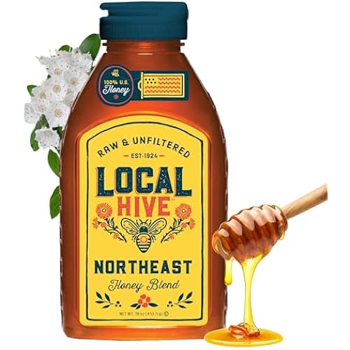 Local Hive Northeast Raw Unfiltered Honey – 16 oz, 100% Pure US Honey, Sourced from American Bees and Beekeepers - Natural Sweetener, Ideal for Tea, Baking, and Cooking