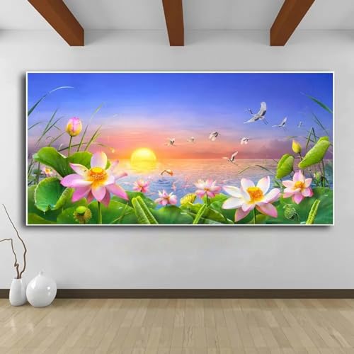 Toile carpe koi et fleur de lotus LUISAS 50x100 cm décoration grand format pour salon sans cadre