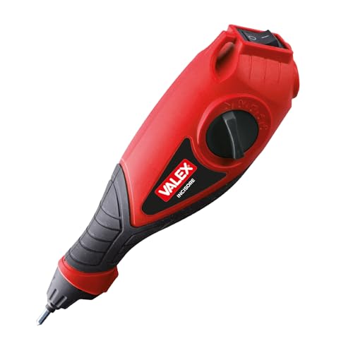 Impugnatura morbida. Valex Incisore Elettrico con 2 Maschere Lettere e Cifre, 13W, 6000 RPM, per Metallo, Vetro, Legno e Plastica