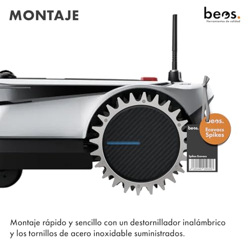 Puntas de Acero Inoxidable Premium beos para Ecovacs - Orificios para Tornillos rebajados, para los Modelos Ecovacs Goat A, Goat O y Goat G1 - Mejoran la tracción de los Robots cortacésped - imagen 4