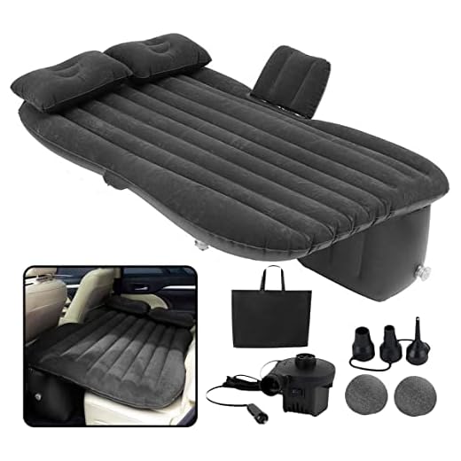 VaygWay Inflatable Car Air Mattress – Air Bed with Pump Kit – Back Seat Travel Air Mattress – Camping Vacation Blow up Bed - Sleeping Pad with 2 Pillows - Universal Car SUV Truck Fit