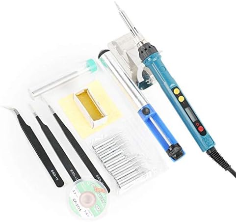 Soldering 2019 CXG 110W Sleep Function LCD Digital Thermostat Adjustable Electrical Soldering Iron For Phone DIY PCB Repair Soldering - (CN, Color: D110W and 17pcs tip, Plug Type: EU)