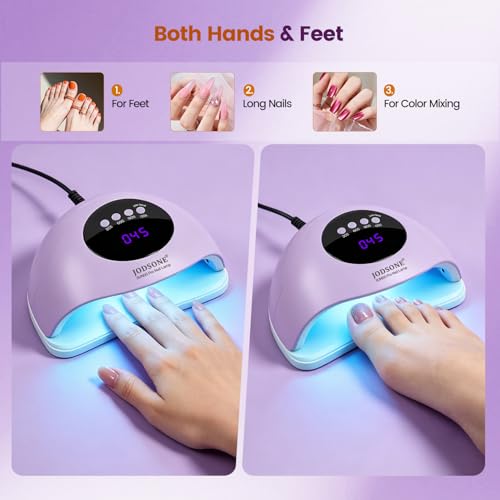 Image of JODSONE U V LED Nail Dryer Quick Curing Lamp with 4 Timer & Auto Sensor Manicure Tool Purple