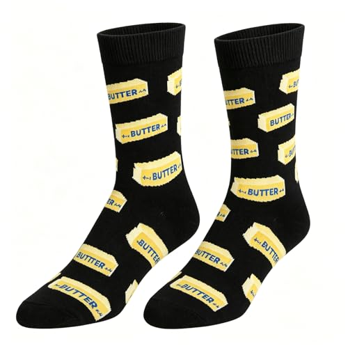 ADIHEY Butter Socks Funny Graphic Sock Butter Food Novelty Crew Socks for Women