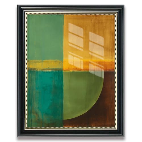 Black Frame Abstract Geometric Wall Art Canvas Print, Teal Green