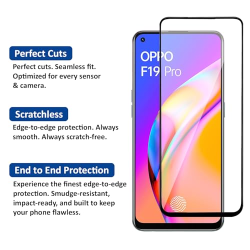 Image of AIBEX Tempered Glass for Oppo F19 / Oppo F19 Pro /Oppo F19 Pro Plus /Oppo F17 Pro| 9H Hardness | Anti-Glare & Anti-Fingerprint | Water Resistant | Edge-to-Edge Full Screen Protector | Bubble-Free