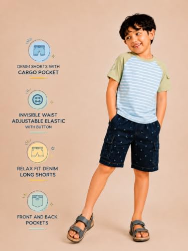 Image of Pilolo Kids Cargo Pocket Denim Shorts for Boys