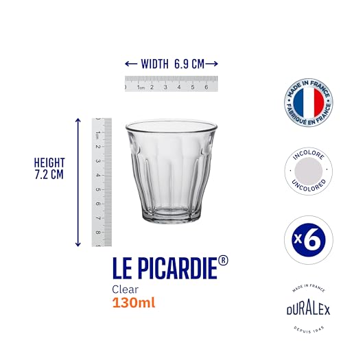 Miniatura 5 de Duralex 1024ab06 6 Vasos De Vidrio, 130 Ml De Capacidad, Transparente, 6 Unidades