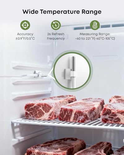 Image of MOCREO WiFi Freezer Thermometer with Alarm, Wireless Refrigerator Temperature Sensor with Remote App Notification, Email Alert, 2 Years Free Data Export, for Home Kitchen Fridge Hot Tub