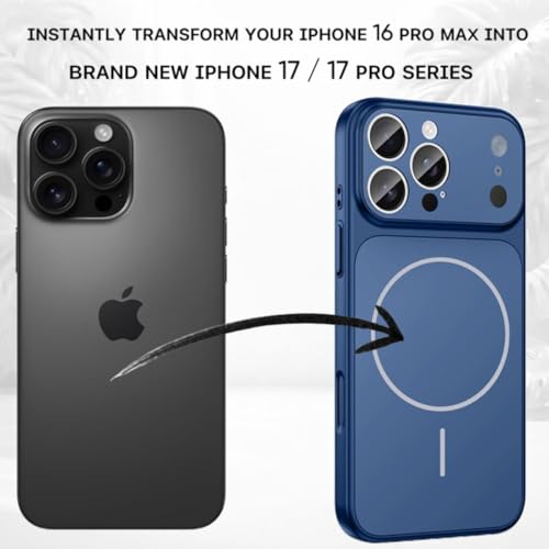 Image of SHINESTAR Converter Case for iPhone 16 Pro Max | Premium Protective Mag-Safe Cover | iPhone 17 Pro / 17 Pro Max Series Style Design | in-Built Camera Guard | Wireless Charging Compatible - Blue
