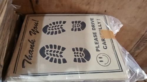 Image of Disposable Paper Foot Mat for Car [Thank You Please Drive Carefully] (Brown)(18X23 Inches) (Pack of 50)