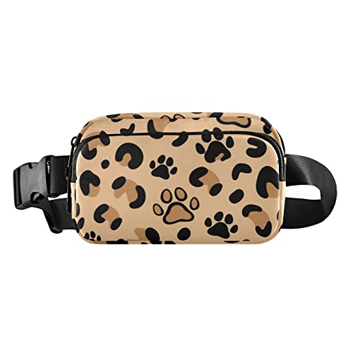 BOENLE Fanny Pack Crossbody Bags for Women Belt Bag Cute Leopard Print Dog Paw Print Running Waist Bag with Adjustable Strap for Outdoors Hiking Cycling Traveling
