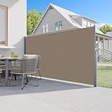 KANAGAWA 71'' x 138'' Retractable Side Awning Folding Privacy Screen Waterproof & UV-Resistant Outdoor Shade Divider for Patio, Garden, Balcony & Commercial Use(Khaki)