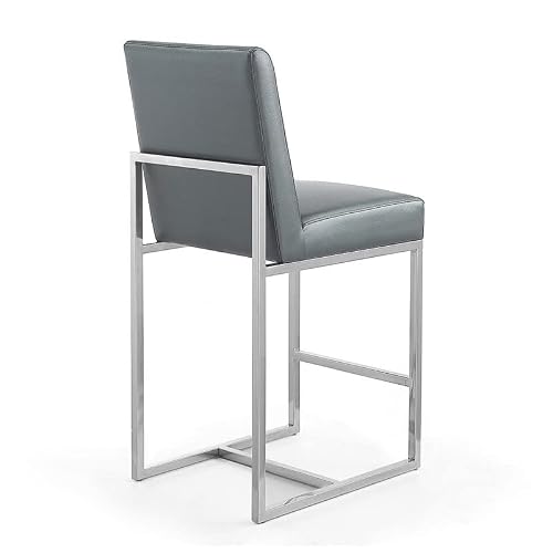 Manhattan Comfort Element 37.2 In. Graphite And Polished Chrome Stainless Steel Counter Height Bar Stool (Set Of 3) #TOP5