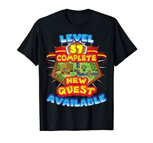 Level 57 Complete New Quest Available 57th Birthday Gamer Camiseta