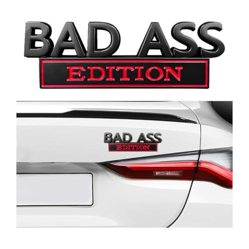 Image of Wevdn Car Bad Ass Edition Emblem, 3D Raised Funny Bad Ass Edition Metal Sticker Fender Badge Decal, Self-Adhesive Bad Ass Tailgate Hood Auto Body Decor, Exterior Car Accessories (Black&Red)
