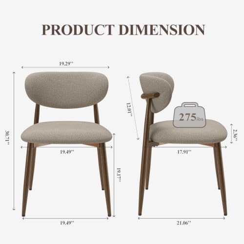 Image of MALOL Upholstered Curved Back Dining Chairs Set of 2, Camel
