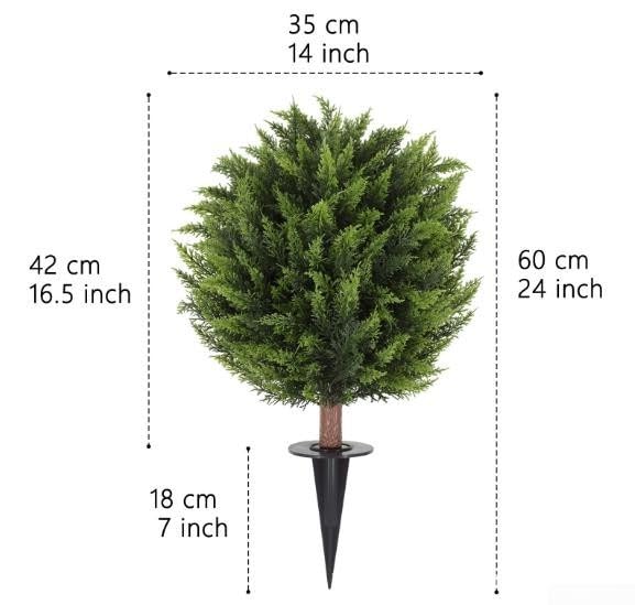 Árbol artificial de hoja densa con estaca resistente de 60cm 2