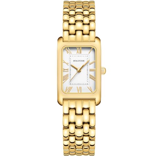 HOLSTOUR Watches for Women Vintage Bracelet White Roman Dial Rectangular