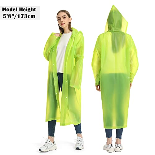 2 Pack Portable Eva Raincoats For Adults, Opret Reusable Rain Ponchos With Hoods And Sleeves Lightweight Raincoats, Perfect For Outdoor Activities, Lime Green #TOP5