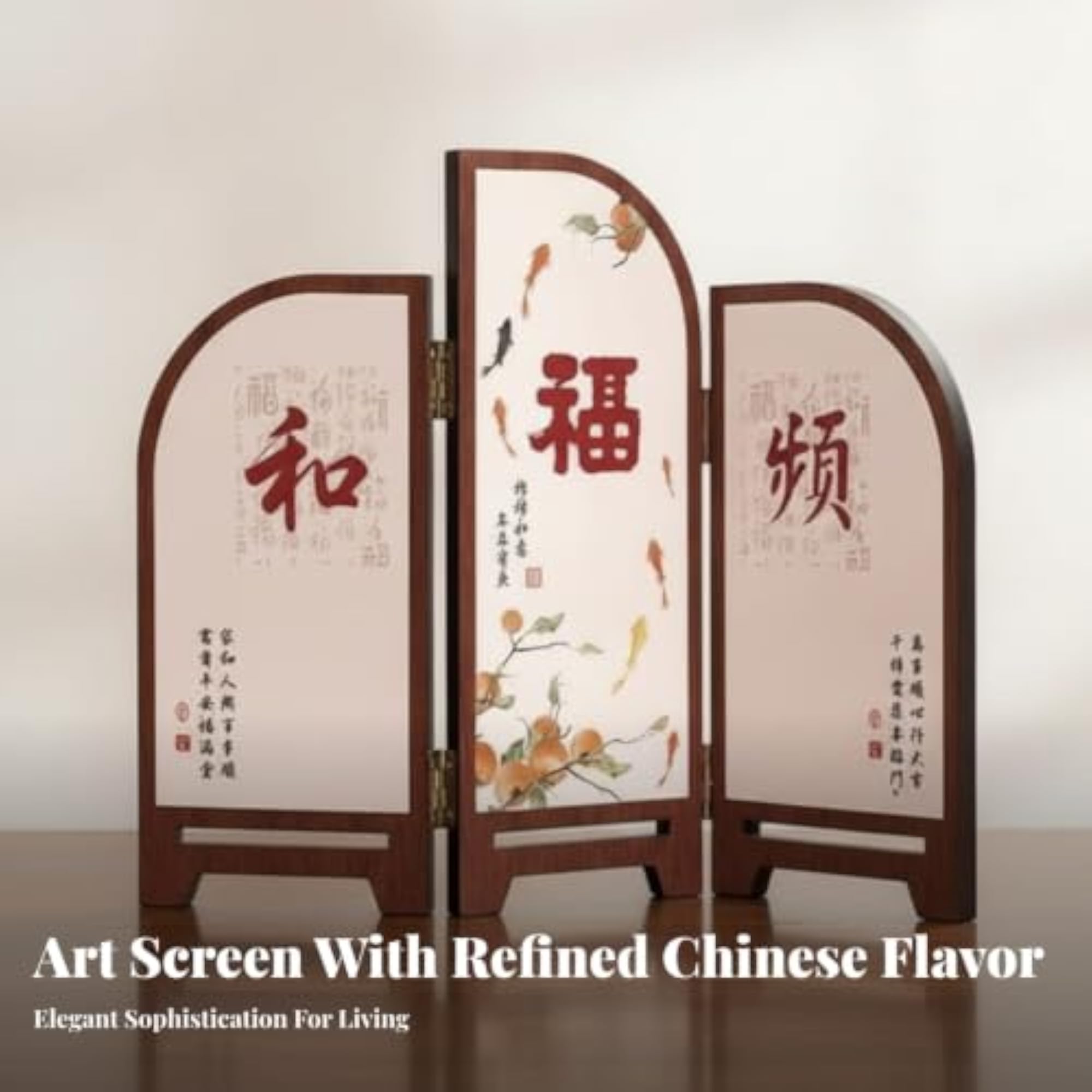 Hinged Desktop Folding Screen, Freestanding Three-Panel Partition