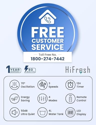 HIFRESH Air Cooler for Home, 107CM Tower Cooler w/Remote - Image 3