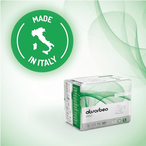 Absorbeo Windel Maxi 15 Stück, Saugfähiges Hilfsmittel für Schwere Blasenschwäche, Absoluter Komfort, Totaler Schutz, Anti-Odour-System, Vollständig Atmungsaktiv, Unisex, Größe M