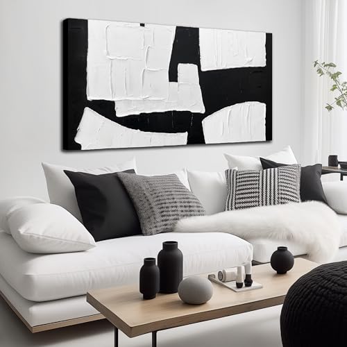Black-and-White-Pictures-for-Wall-Abstract-Art-Wall-Decor-for-Living-Room-Minimalist-Hand-Painted-Wall-Art-Office-Apartment-Decoration-Size-24-x-48-Inch