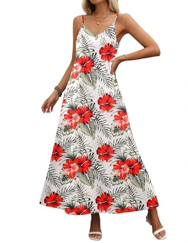 Image of Zeagoo Boho Dresses for Women 2025 Summer Maxi Dress Loose Fit Flowy Sundress Casual Womens Flower Print Boho Dress, Floral-3,L