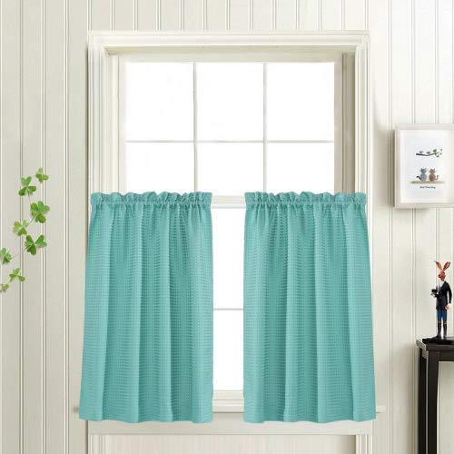 jinchan 95% Blackout Boho Kitchen Curtains 24 Inches Cafe Tier Curtains Bohemian Small Drapes for Bedroom RV Basement Half Window Room Darkening Thermal Insulated 2 Panels Black on Beige 25"
