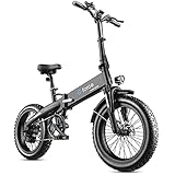 Folding Electric Bike for Adults 48V 500W 20' 4.0 Fat Tire E Bike 28Mph Shimano 7 Speed Beach Mountain Bike LCD Display 10.4Ah Lithium Battery