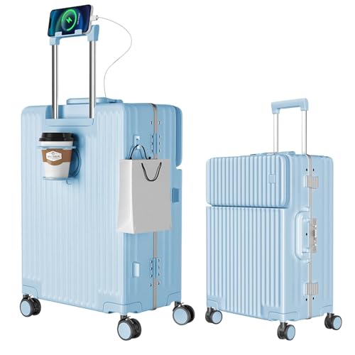 ストッパー付き フロントオープン スーツケース アルミフレーム」の