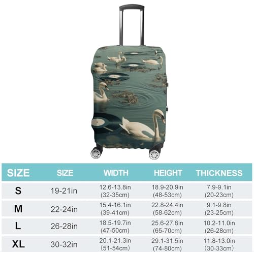 Travel Luggage Cover Elastic Washable Suitcase Cover Fashion Scratch-Resistant Baggage Covers Swan And Record Suitcase Protector Fit 18-32 Inch Luggage2