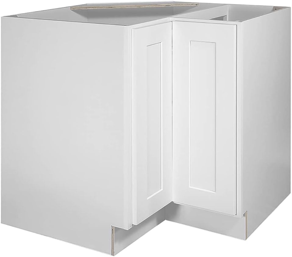 Brookings Shaker Unassembled Lazy Susan Kitchen Cabinet LS36, 36 W x 24 D x 34.5 H, Painted White, Solid Wood, Design House, 561431