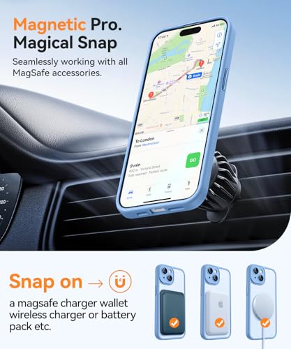Image of CANSHN Magnetic for iPhone 15 Case, Upgraded [Full Camera Protection] [Compatible with Magsafe] [Translucent Matte] Shockproof Protective Phone Case for iPhone 15 6.1 inch - Light Blue