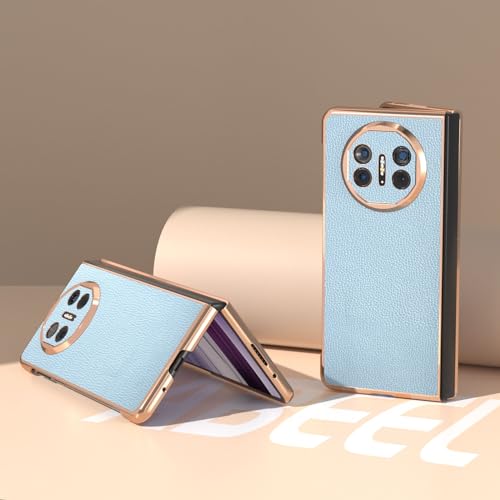 Huawei Mate X5 coque rigide antichoc en cuir bleu ciel élégant - 3