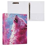 ALAZA Wolf Floral 3 Ring Binders with 3 Interior PVC Clear Pockets Clipboard Versatile Binders 200 Sheets for Office Home School 1 Pack
