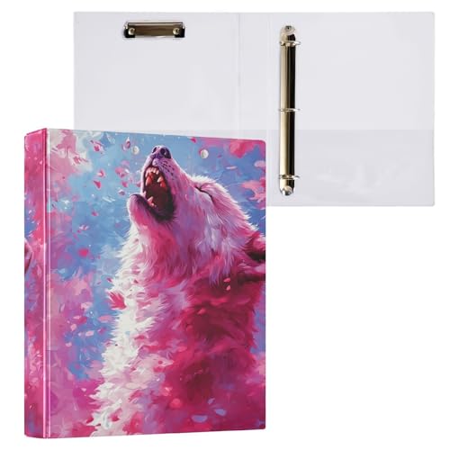 ALAZA Wolf Floral 3 Ring Binders with 3 Interior PVC Clear Pockets Clipboard Versatile Binders 200 Sheets for Office Home School 1 Pack