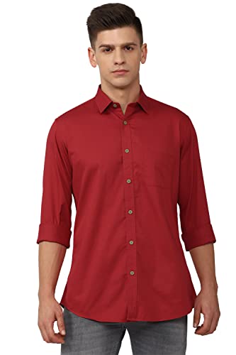 Image of Van Heusen Solid Casual Shirt for Men| Premium Cotton| Full Sleeves| Regular Fit |Breathable Fabric |