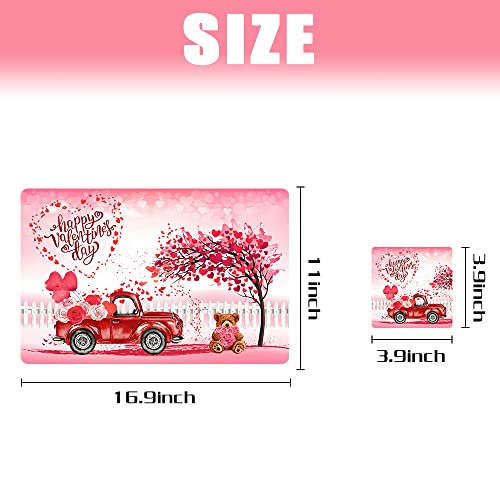 Renbangus 12Pcs Valentines Day Pvc Placemats Coasters Set, Washable Heat Resistant Romantic Valentine's Day Heat Placemats For Dining Table Decoration #TOP1